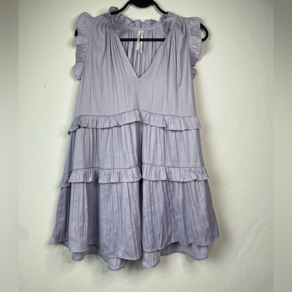 Purple Anthropologie Flowy Ruffled Dress Size Large